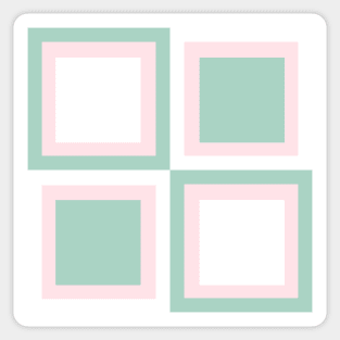 Mint and pink checkered square Sticker